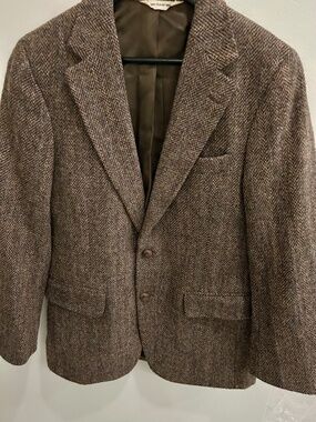 Youth Harris Tweed herringbone sport coat size 34S mint vtg Teen boy classic